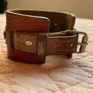 URANIUM Red & Gray leather bracelet - Wrap Strap -  Buckle Closure - Adjustable